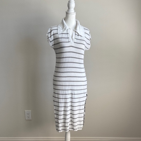 Dresses & Skirts - Striped White and Gray Dress